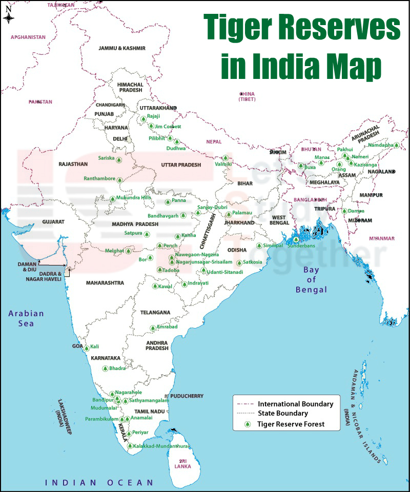 Tiger Reserves in India Map